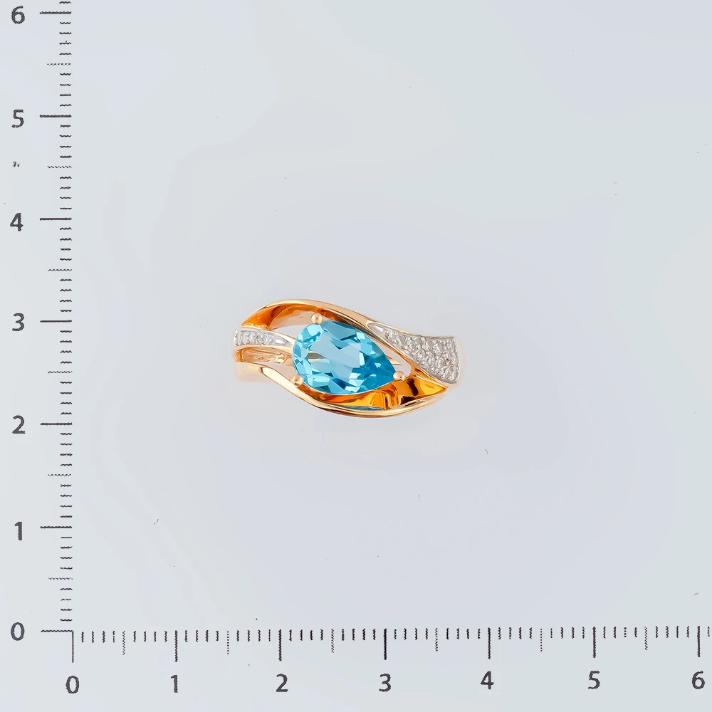 Кольцо с топазом из красного золота 585 пробы