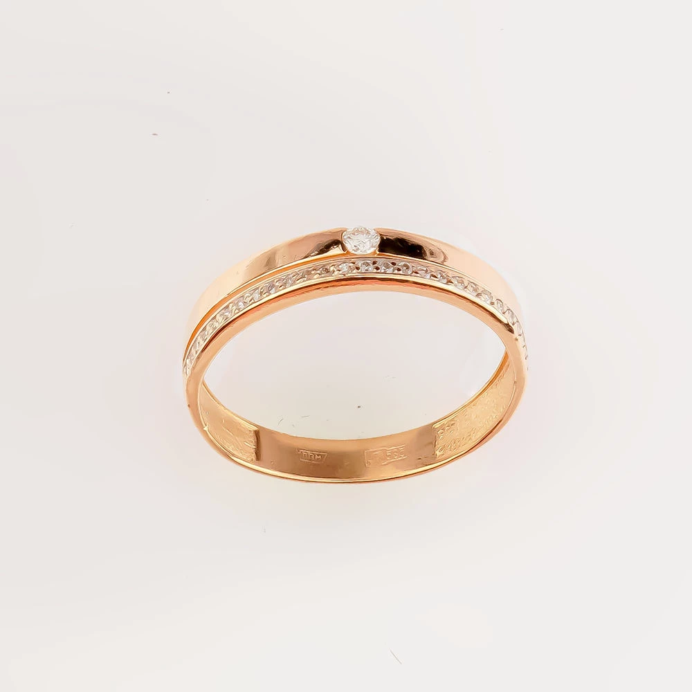 Кольцо с бриллиантом из красного золота 585 пробы