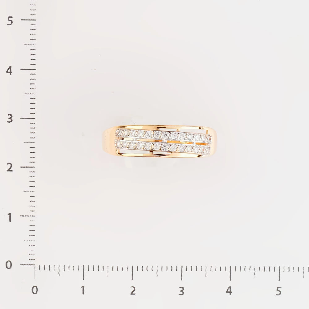 Кольцо с фианитом из красного золота 585 пробы