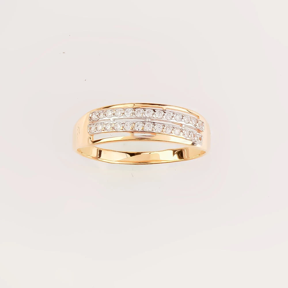 Кольцо с фианитом из красного золота 585 пробы