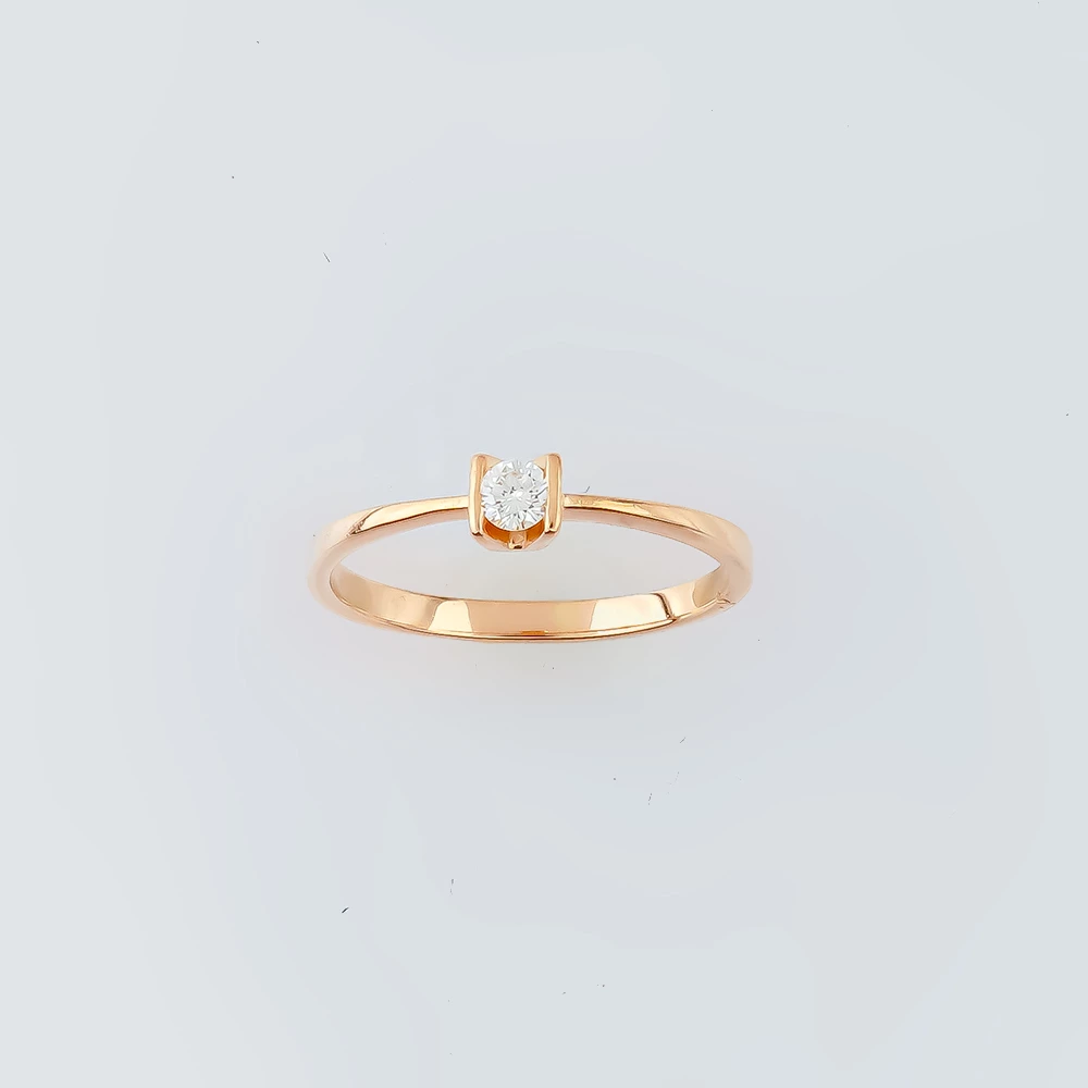 Кольцо с бриллиантом из красного золота 585 пробы