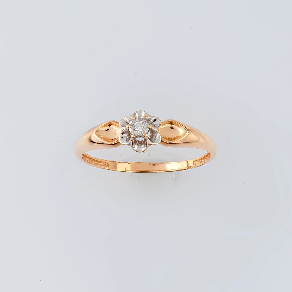 Кольцо с бриллиантом из красного золота 585 пробы