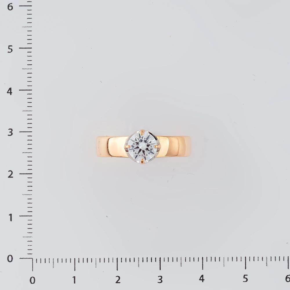 Кольцо с фианитом из красного золота 585 пробы