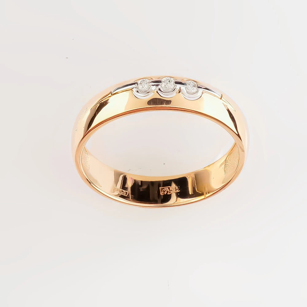 Кольцо с бриллиантом из красного золота 585 пробы