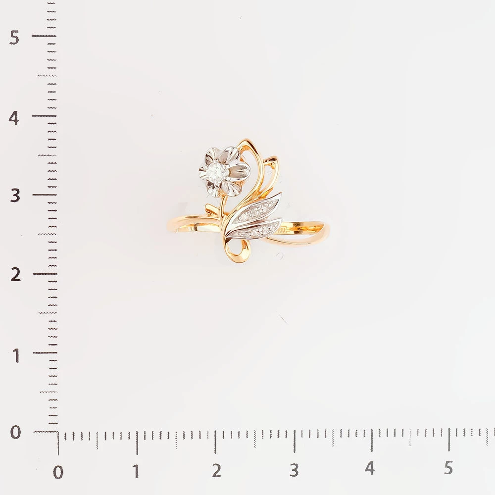 Кольцо с бриллиантом из красного золота 585 пробы