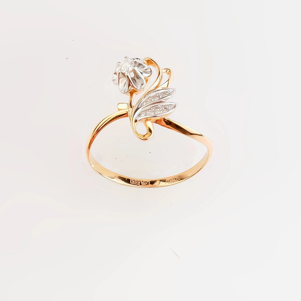 Кольцо с бриллиантом из красного золота 585 пробы