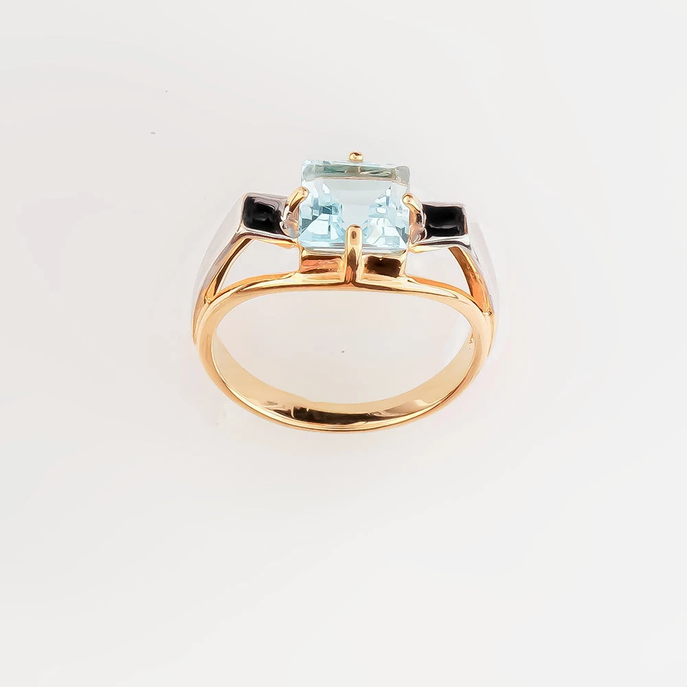 Кольцо с топазом из красного золота 585 пробы