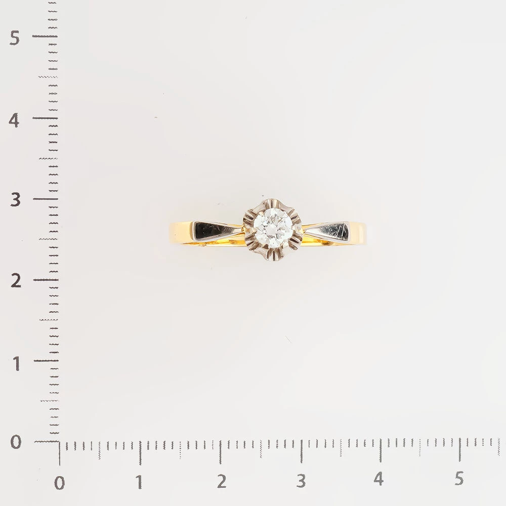 Кольцо с бриллиантом из желтого золота 750 пробы