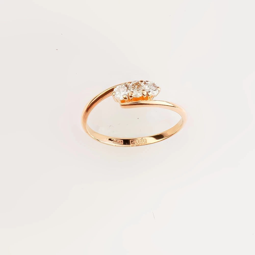 Кольцо с бриллиантом из красного золота 585 пробы