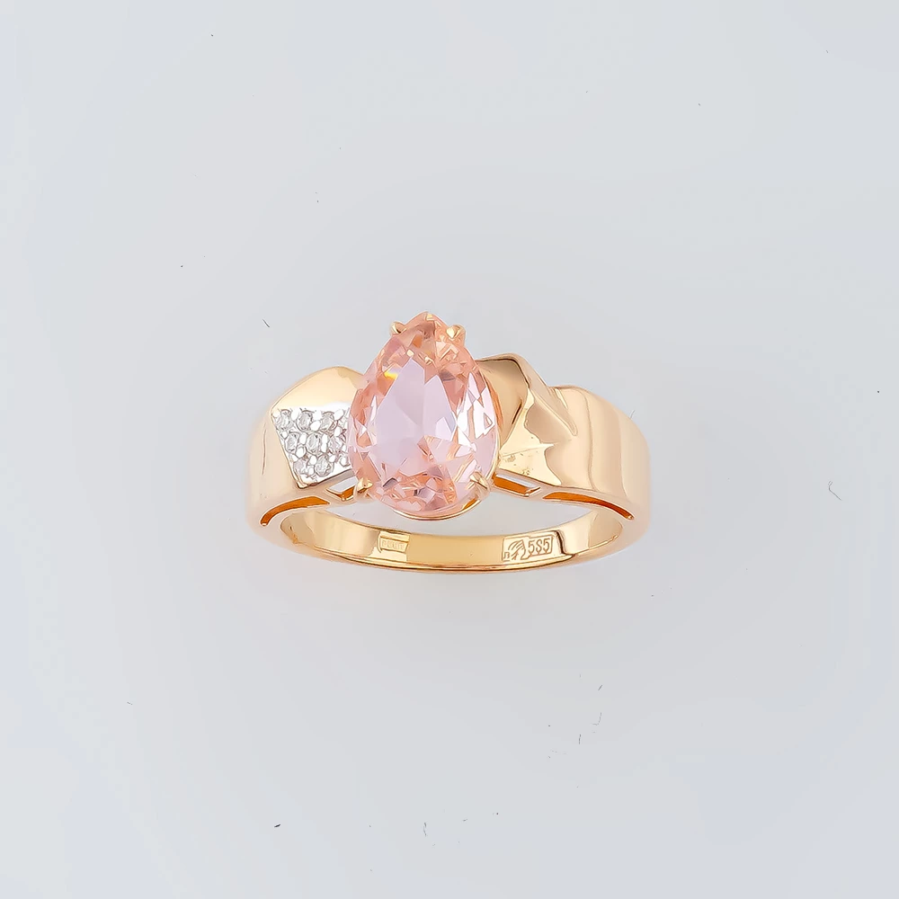 Кольцо с ситаллом из красного золота 585 пробы