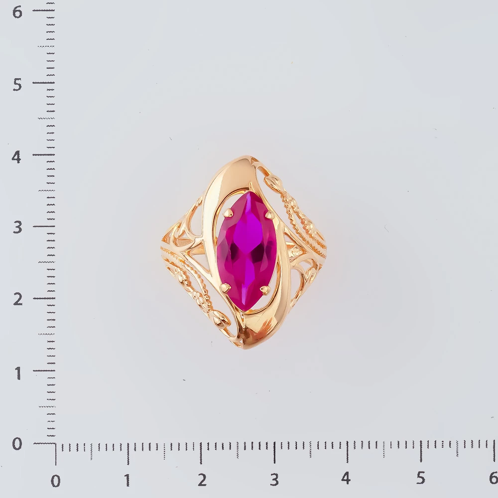 Кольцо с фианитом из красного золота 585 пробы