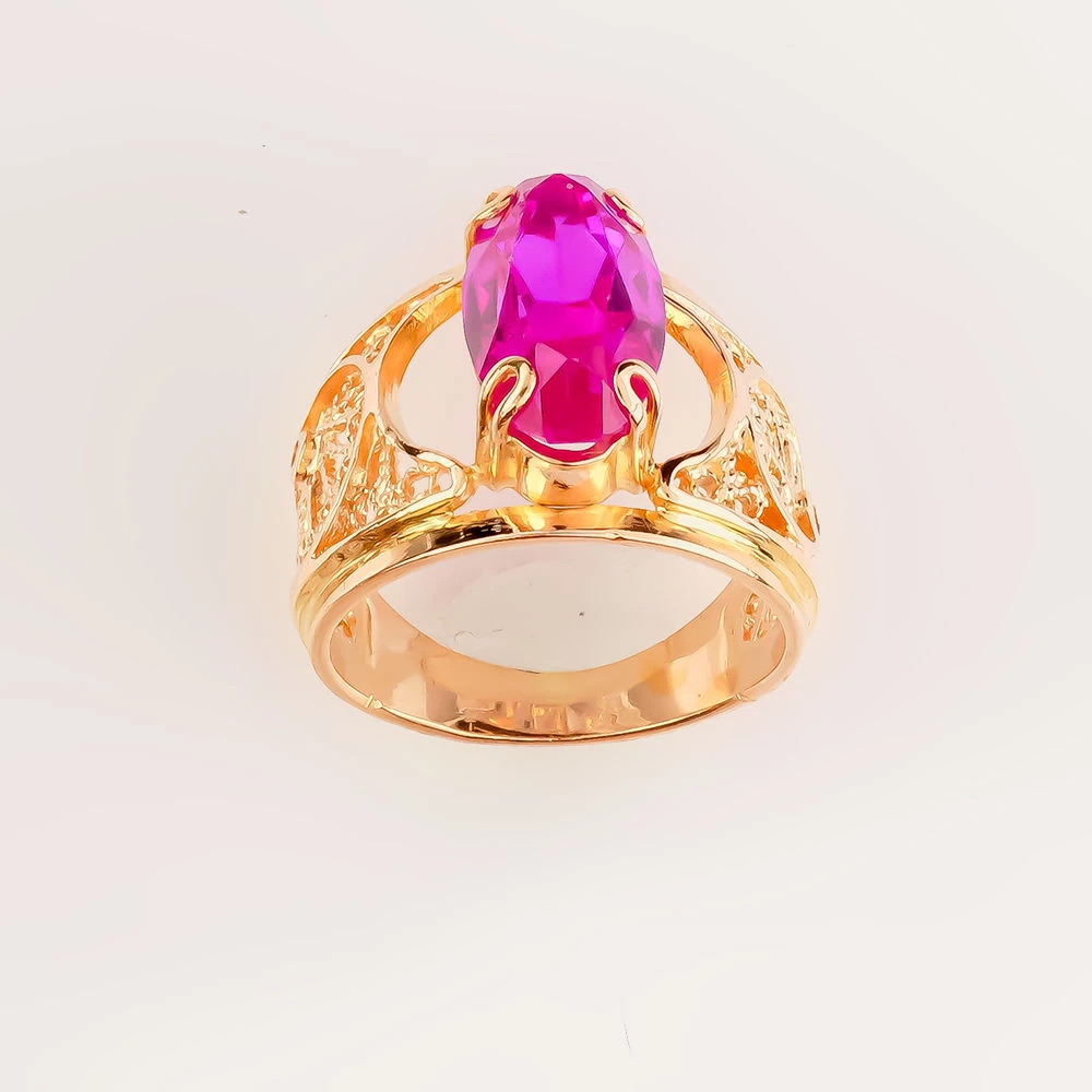 Кольцо с фианитом из красного золота 583 пробы