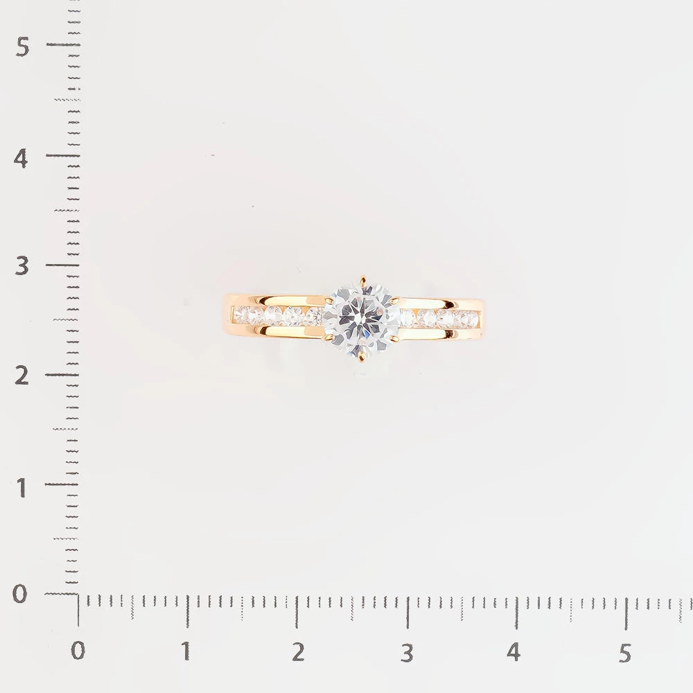 Кольцо с фианитом из красного золота 585 пробы