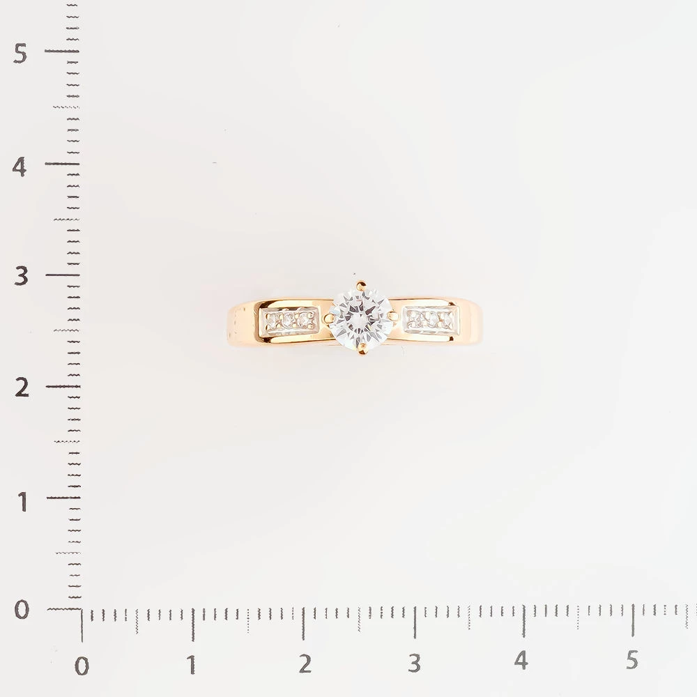 Кольцо с фианитом из красного золота 585 пробы