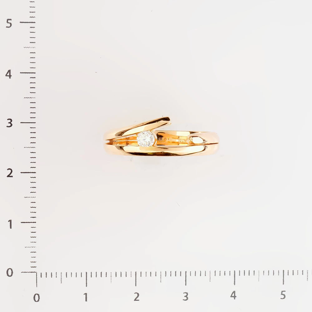 Кольцо с бриллиантом из красного золота 585 пробы