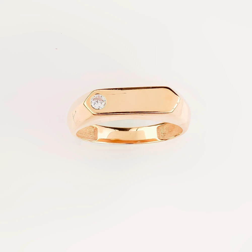 Кольцо с фианитом из красного золота 375 пробы