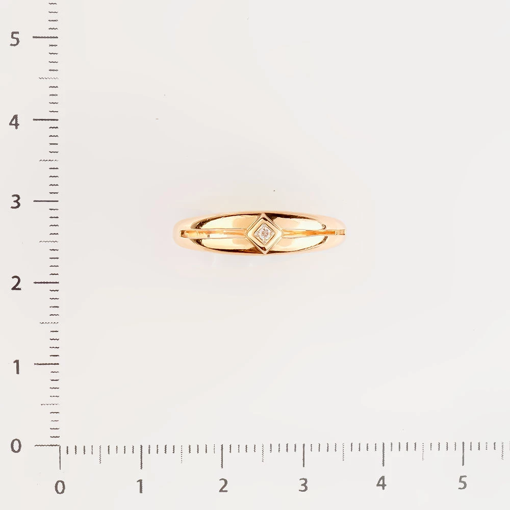 Кольцо с фианитом из красного золота 585 пробы