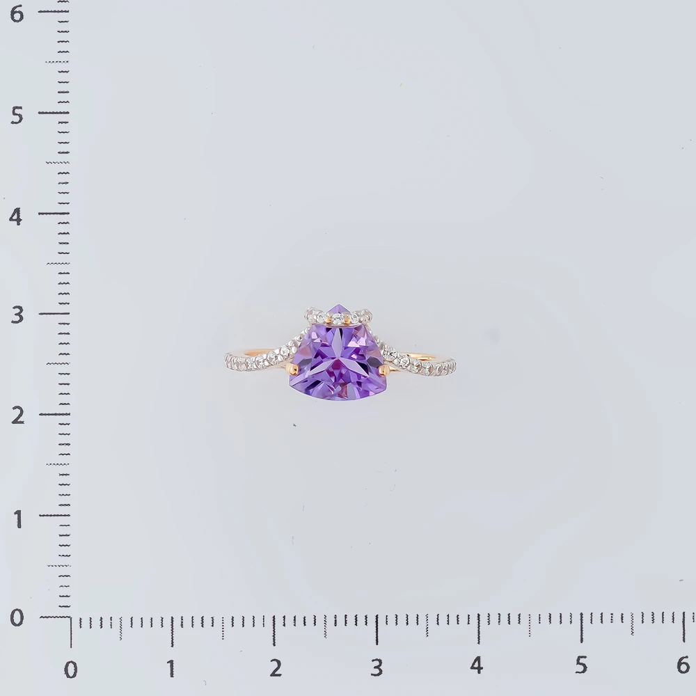 Кольцо с аметистом из красного золота 585 пробы