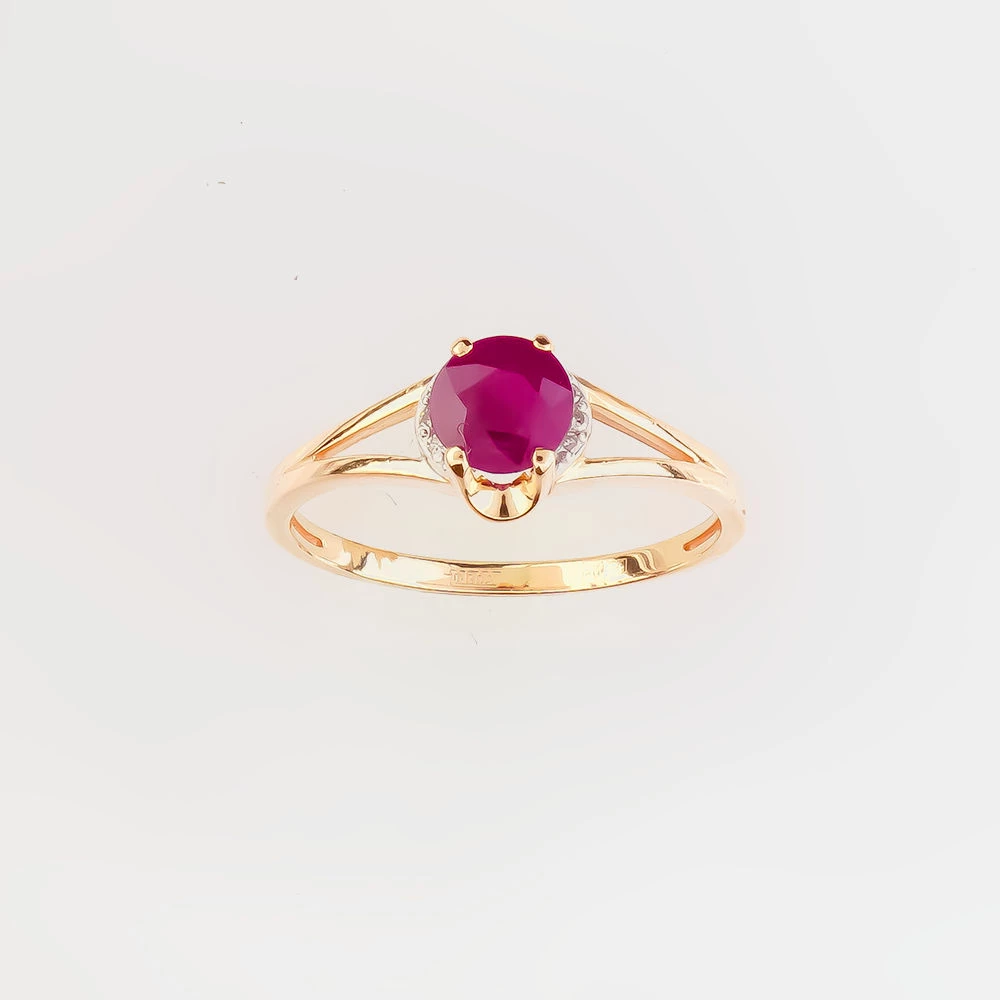 Кольцо с рубином из красного золота 585 пробы