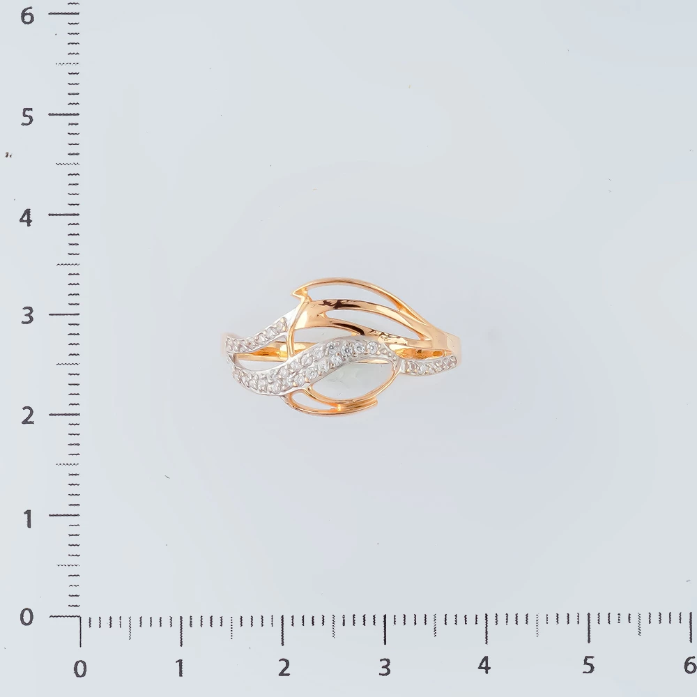 Кольцо с фианитом из красного золота 585 пробы