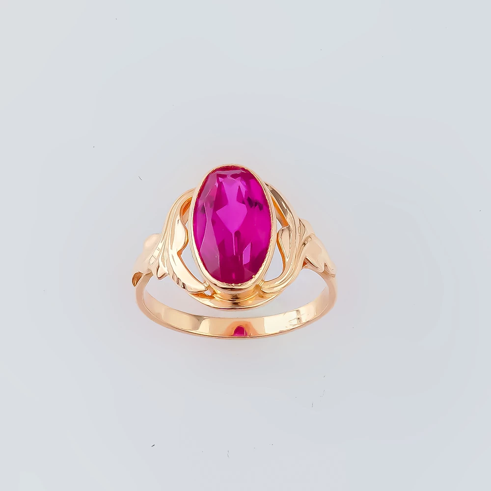 Кольцо с фианитом из красного золота 583 пробы