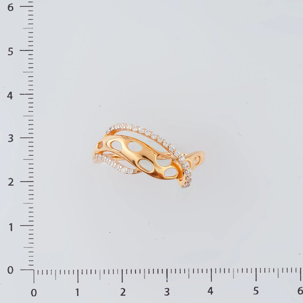 Кольцо с фианитом из красного золота 585 пробы