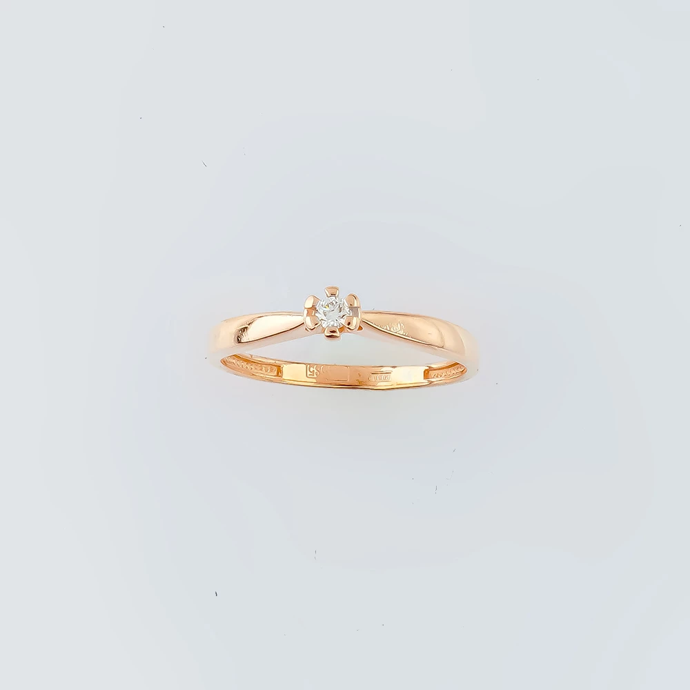 Кольцо с бриллиантом из красного золота 585 пробы