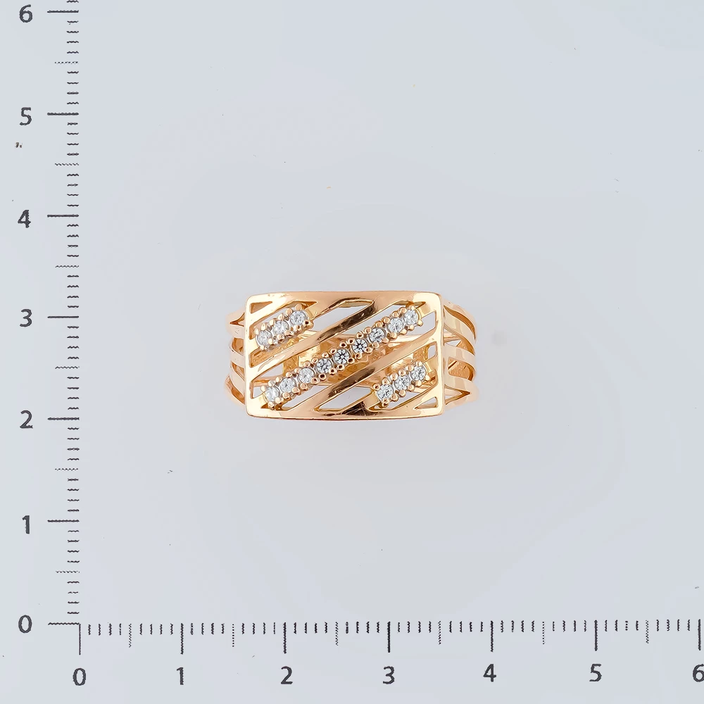 Кольцо с фианитом из красного золота 585 пробы