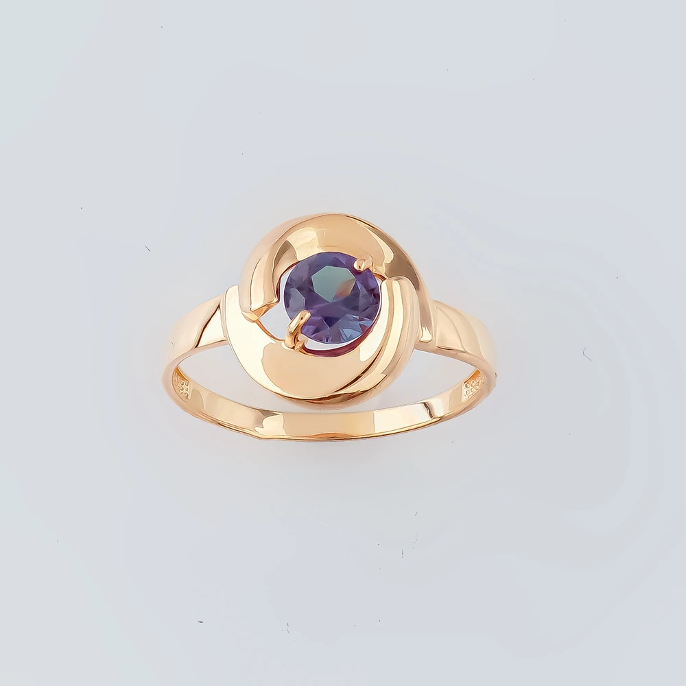 Кольцо с ситаллом из красного золота 585 пробы