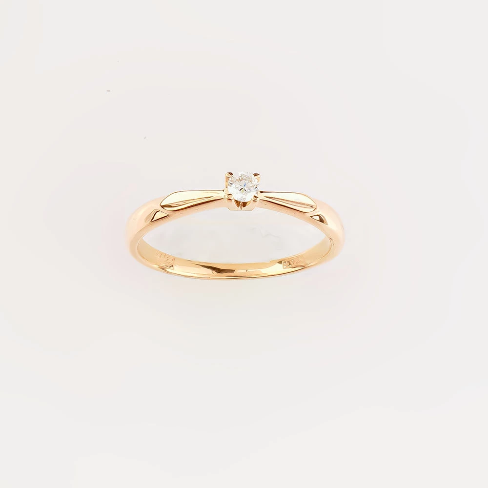 Кольцо с бриллиантом из красного золота 585 пробы