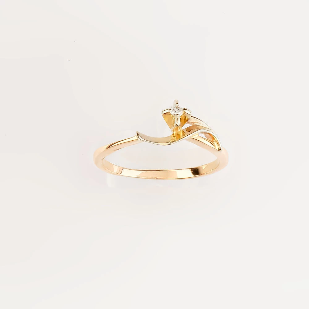 Кольцо с бриллиантом из красного золота 585 пробы