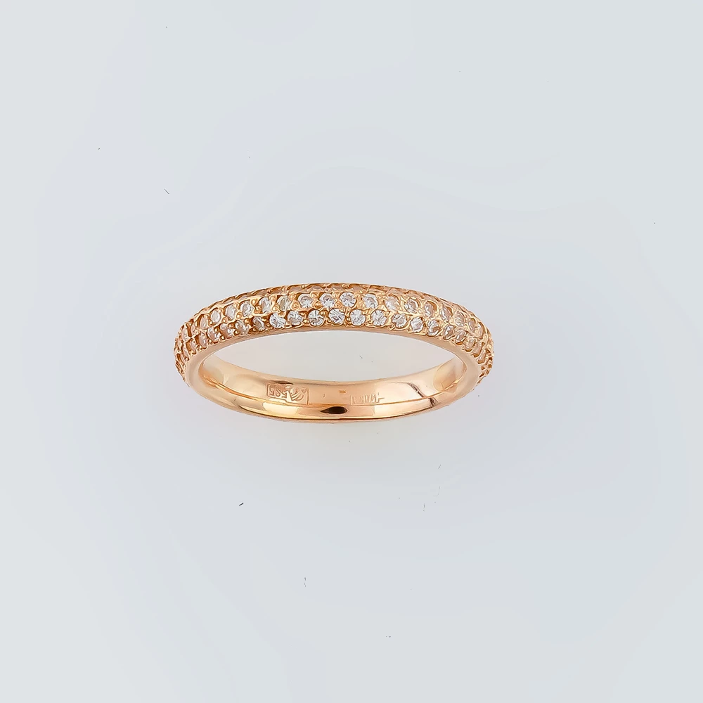 Кольцо с фианитом из красного золота 585 пробы