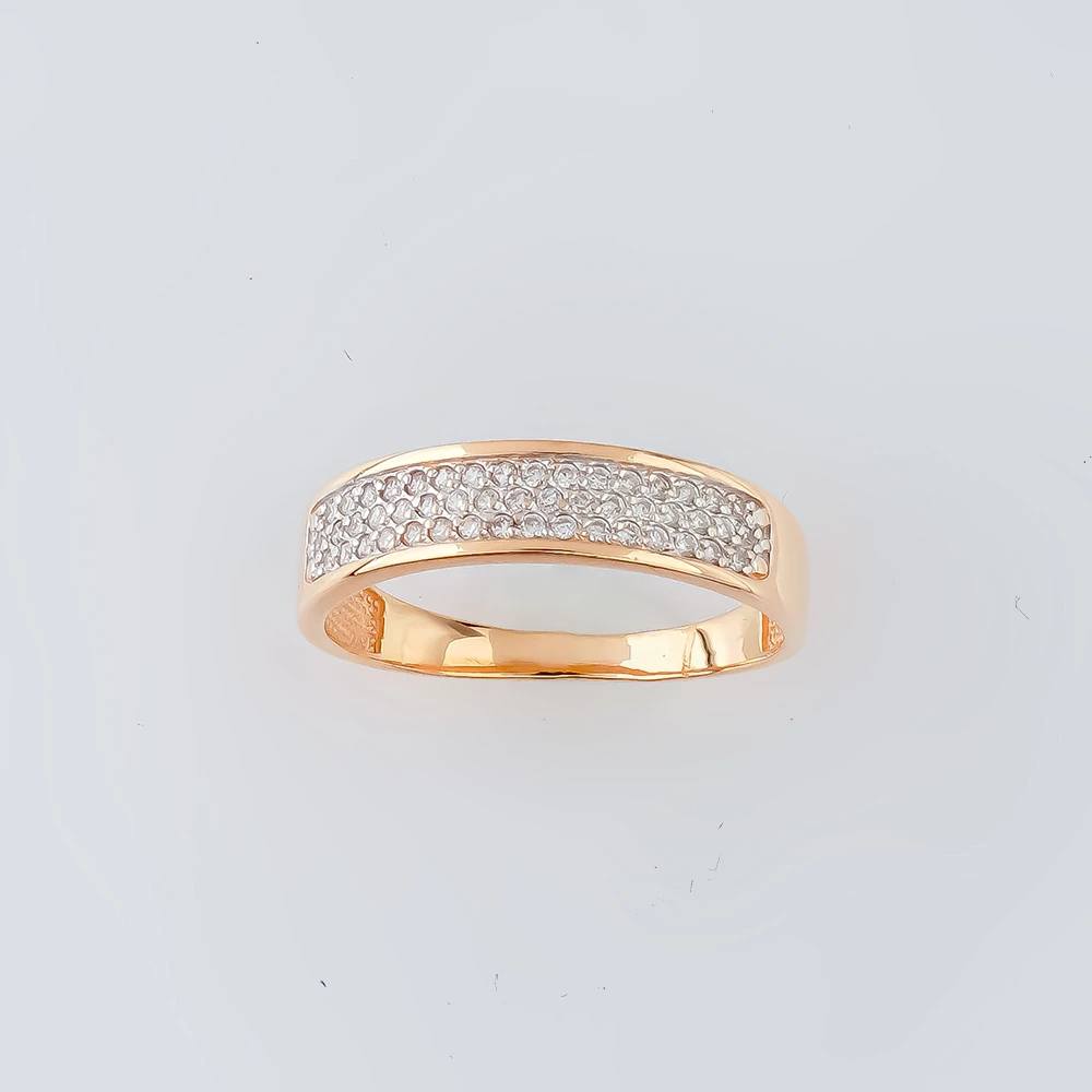 Кольцо с фианитом из красного золота 585 пробы