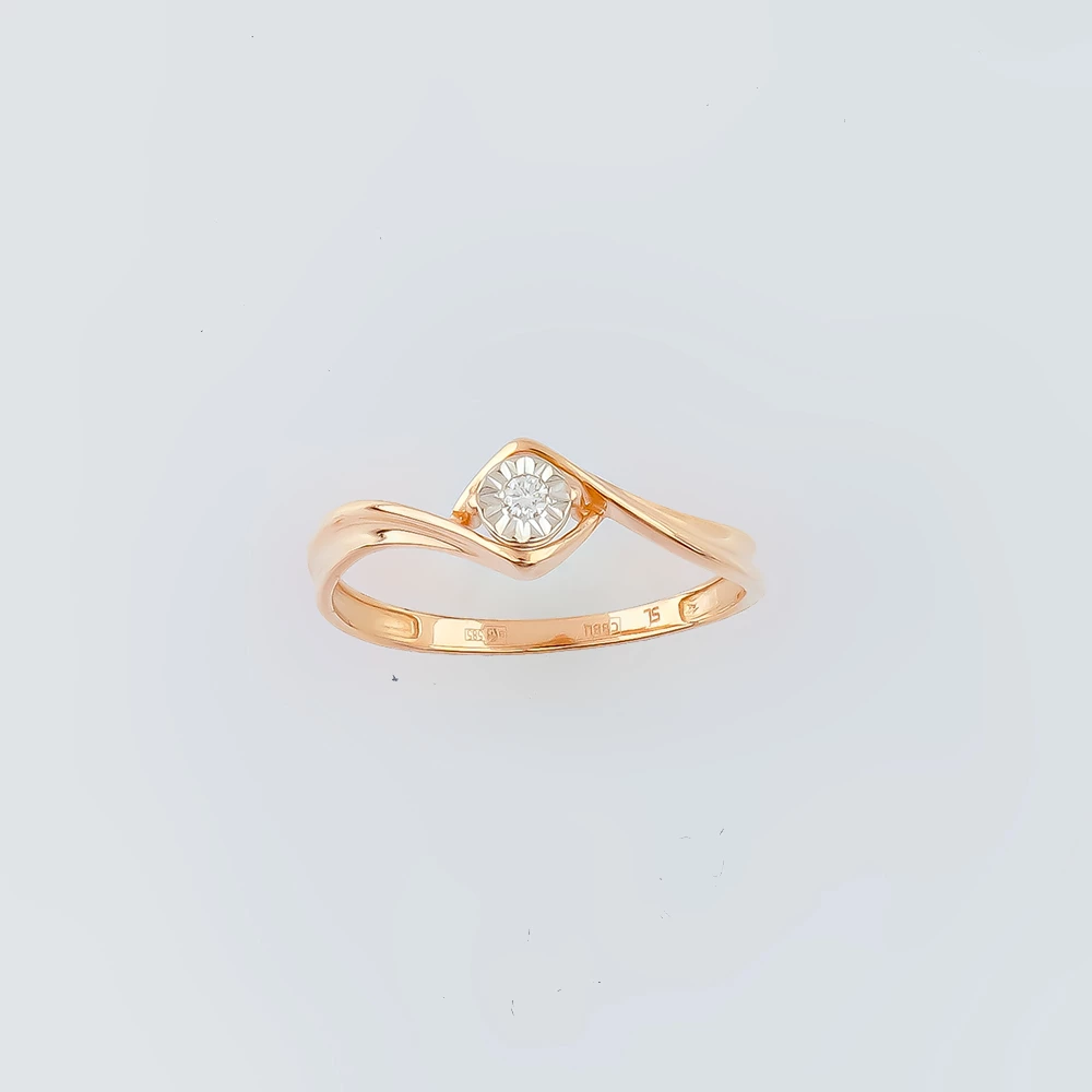 Кольцо с бриллиантом из красного золота 585 пробы