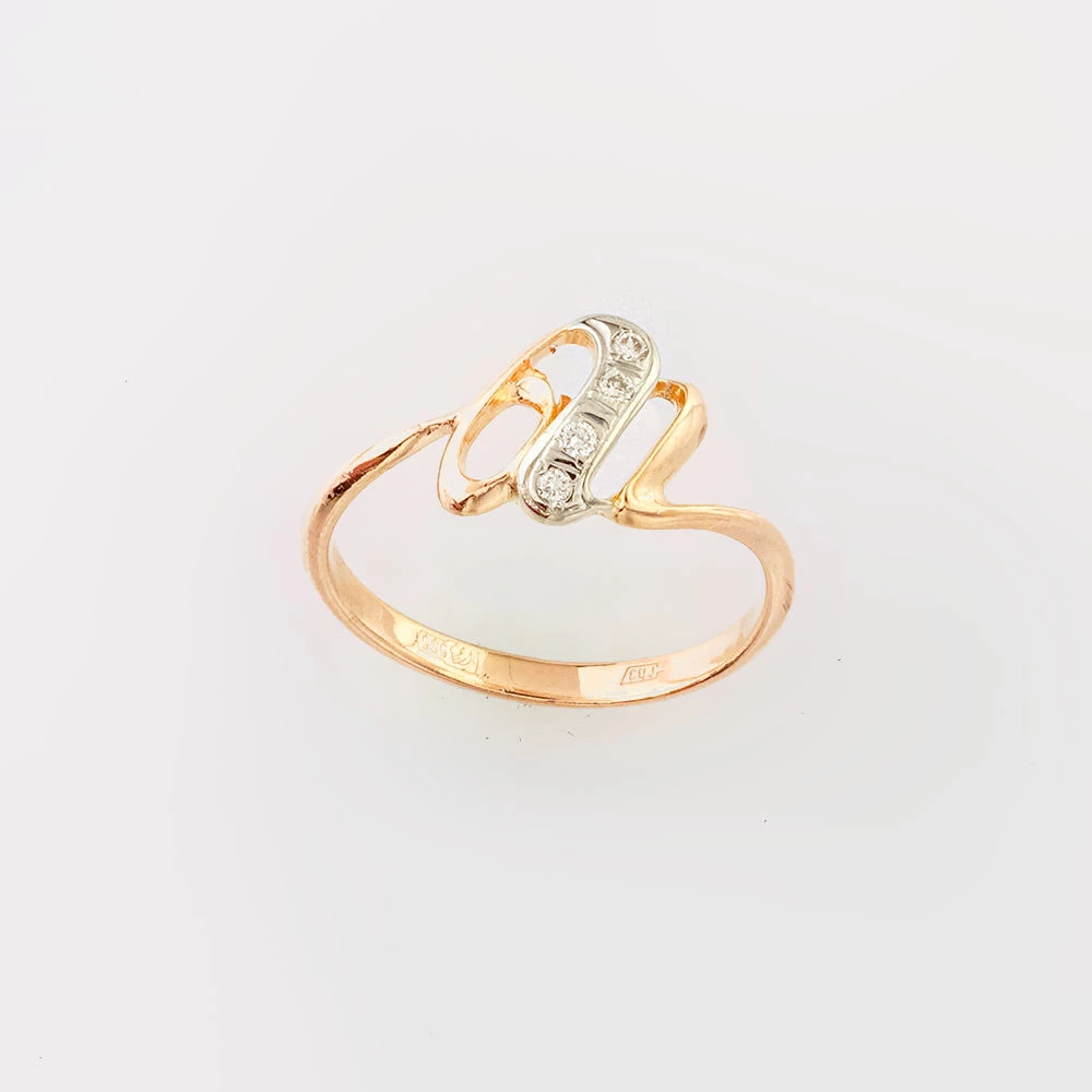 Кольцо с бриллиантом из красного золота 585 пробы