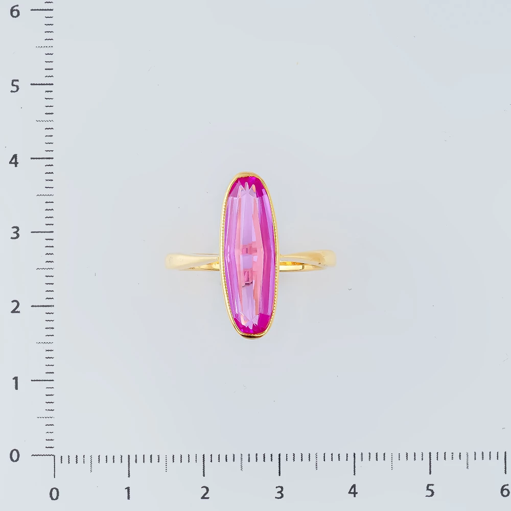 Кольцо с фианитом из красного золота 750 пробы