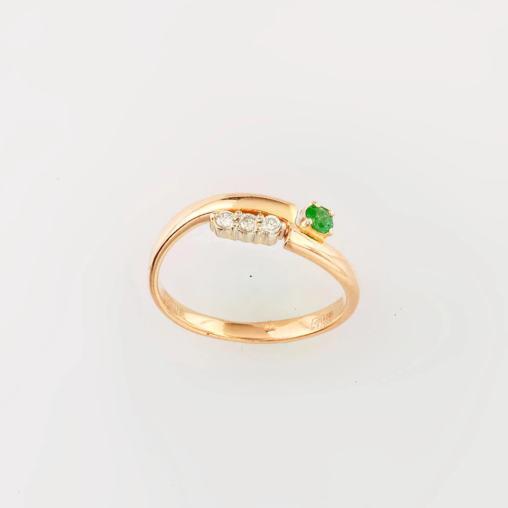 Кольцо с изумрудом из красного золота 585 пробы