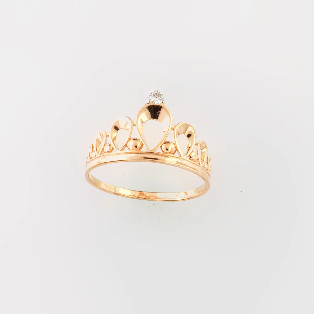 Кольцо с бриллиантом из красного золота 585 пробы