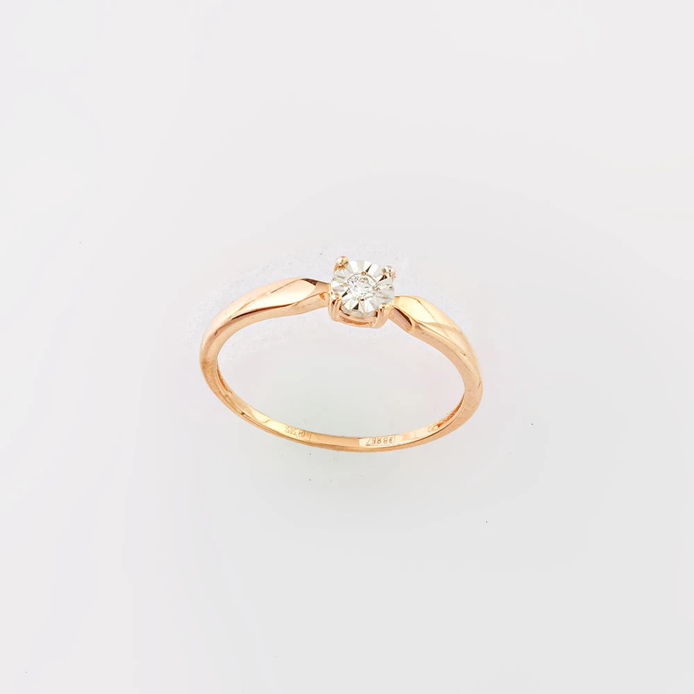 Кольцо с бриллиантом из красного золота 585 пробы