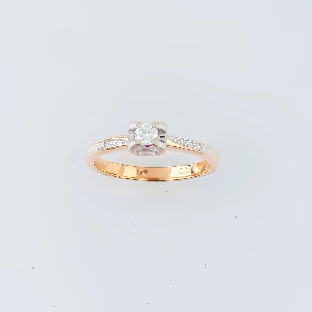 Кольцо с бриллиантом из красного золота 585 пробы