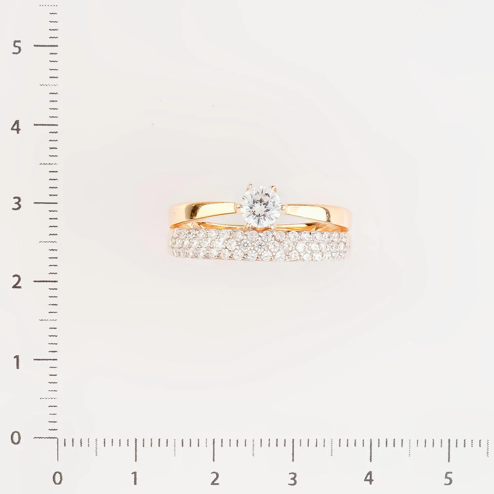 Кольцо с фианитом из красного золота 585 пробы