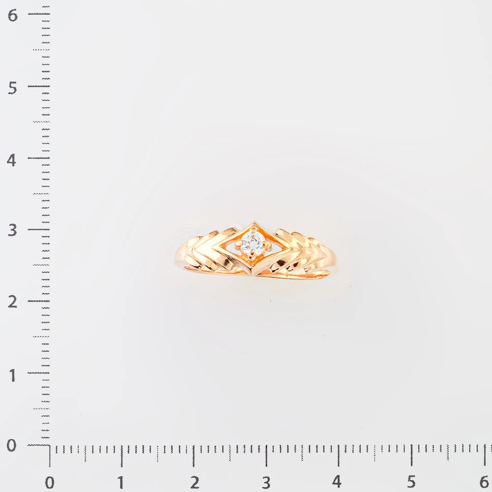 Кольцо с фианитом из красного золота 585 пробы