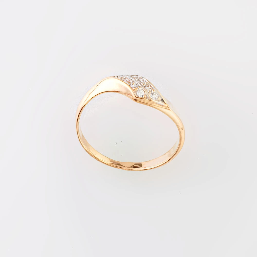 Кольцо с фианитом из красного золота 585 пробы