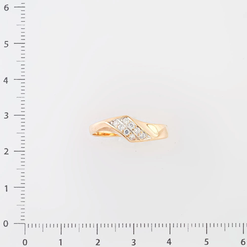 Кольцо с фианитом из красного золота 585 пробы