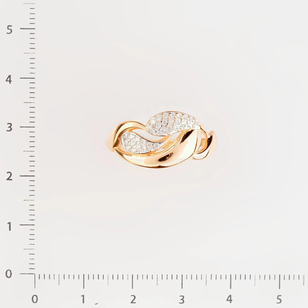 Кольцо с фианитом из красного золота 585 пробы