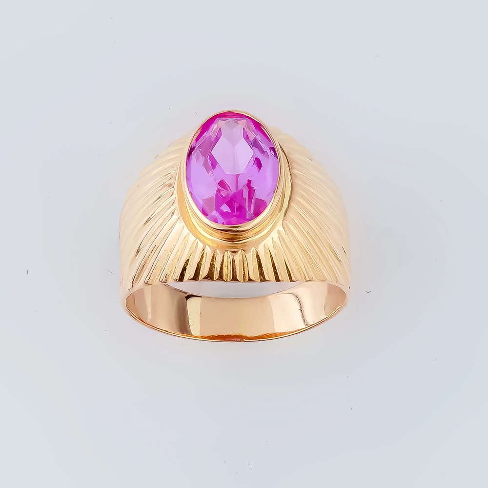 Кольцо с фианитом из красного золота 583 пробы