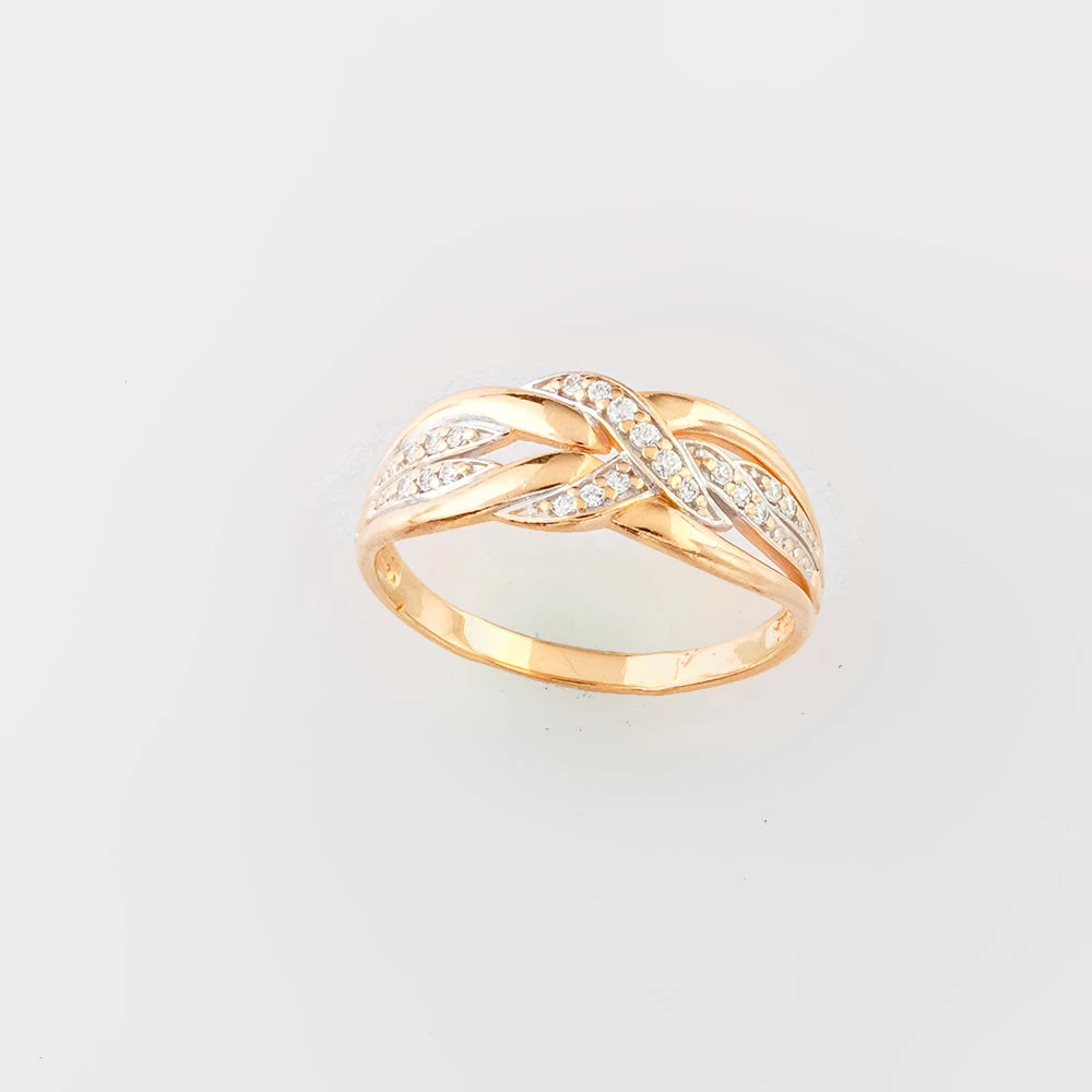 Кольцо с фианитом из красного золота 585 пробы