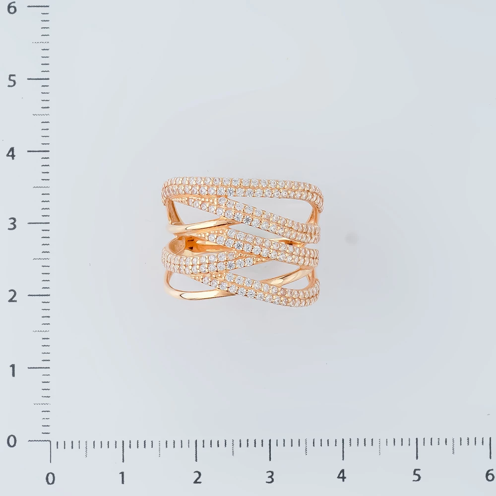 Кольцо с фианитом из красного золота 585 пробы