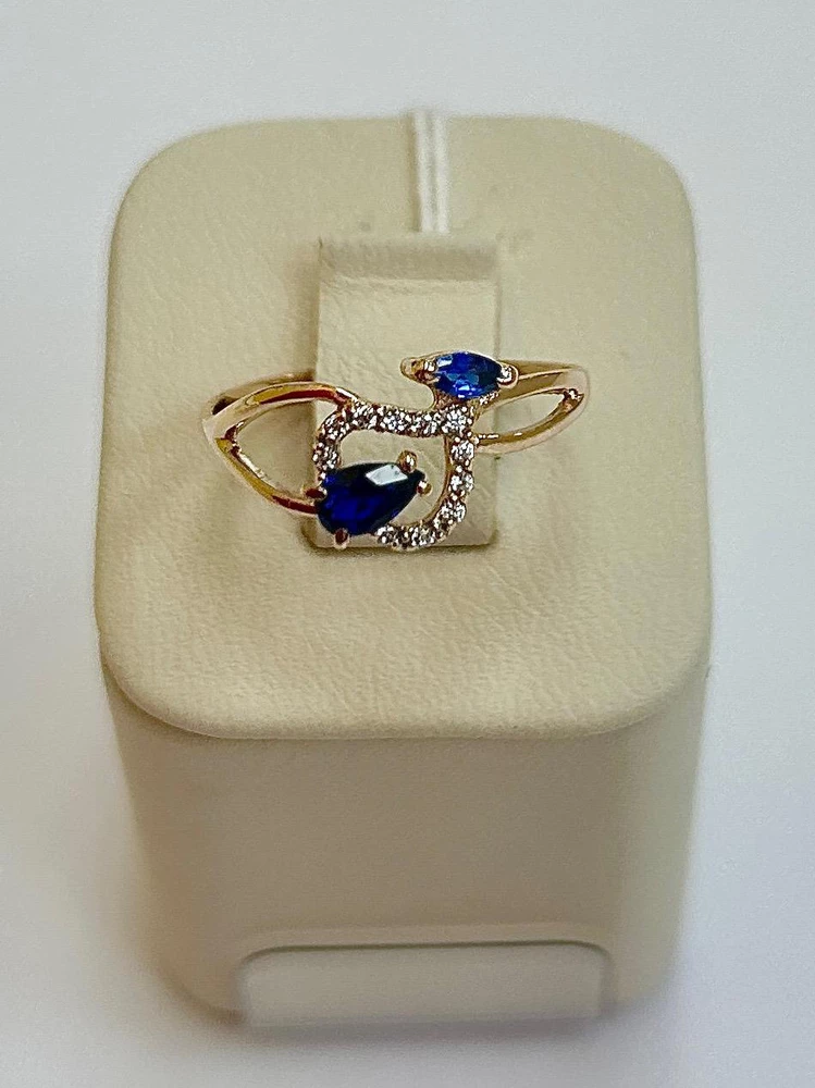 Кольцо с фианитом из красного золота 585 пробы