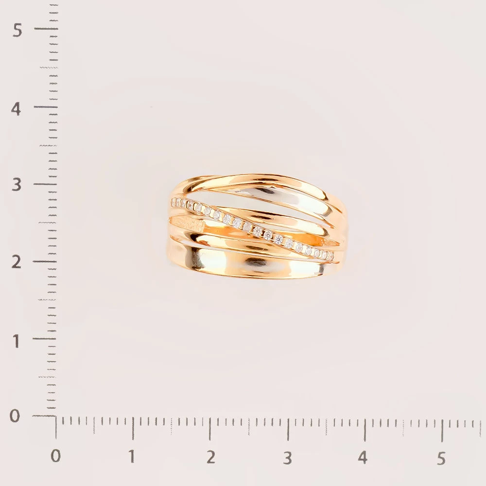 Кольцо с фианитом из красного золота 585 пробы